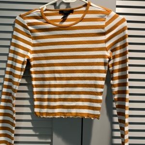 Mustard striped crop sweater